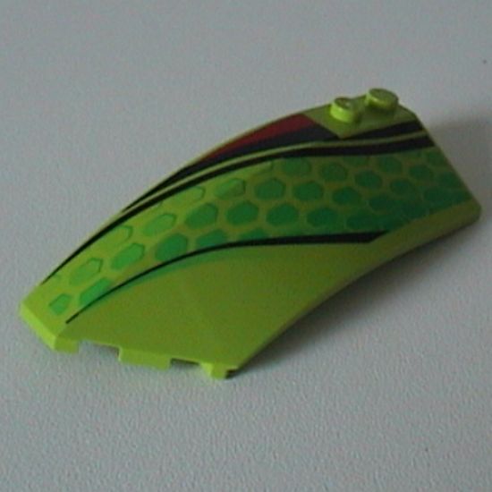 Wedge 8 x 3 x 2 Open Left with Red and Black Stripes and Green Scales Pattern