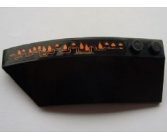 Wedge 8 x 3 x 2 Open Left with Long Orange Claw Pattern (Sticker) - Set 8076