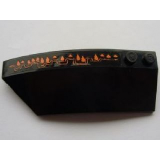 Wedge 8 x 3 x 2 Open Left with Long Orange Claw Pattern (Sticker) - Set 8076
