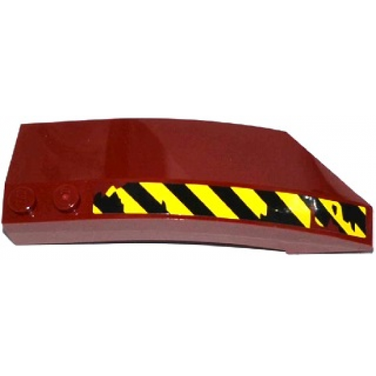 Wedge 8 x 3 x 2 Open Left with Worn Black and Yellow Danger Stripes Pattern (Sticker) - Set 70735