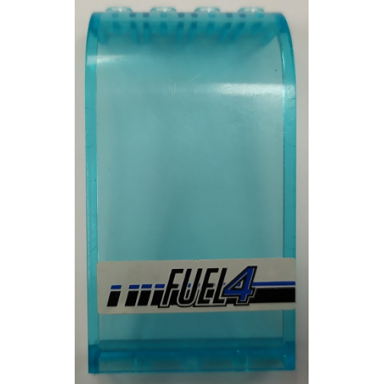 Panel 3 x 4 x 6 Curved Top with 'FUEL4', Black and Blue Stripes on White Background Pattern (Sticker) - Set 8154