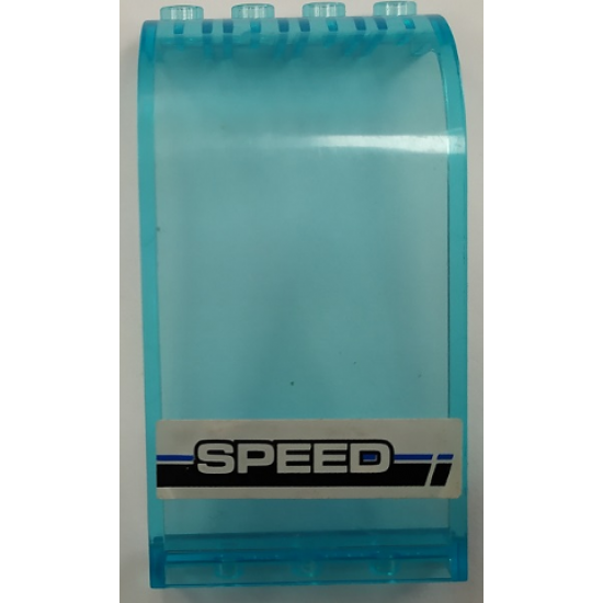 Panel 3 x 4 x 6 Curved Top with 'SPEED', Black and Blue Stripes on White Background Pattern (Sticker) - Set 8154