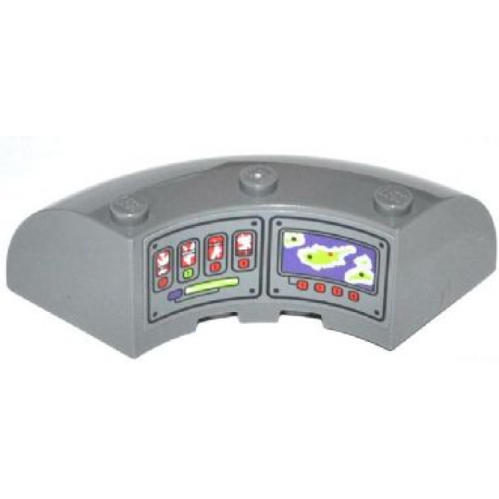 Brick, Round Corner 6 x 6 x 2 with Gauges, Numbered Buttons and Map Screen Pattern (Sticker) - Set 70504