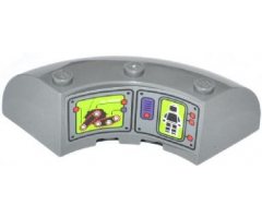 Brick, Round Corner 6 x 6 x 2 with Garmatron and Minifigure on Screens Pattern (Sticker) - Set 70504