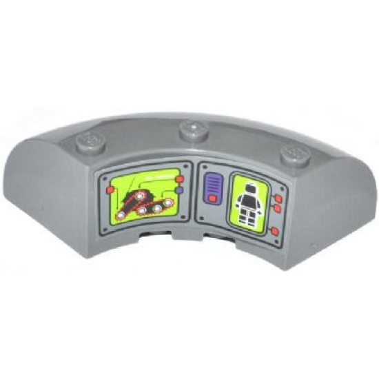 Brick, Round Corner 6 x 6 x 2 with Garmatron and Minifigure on Screens Pattern (Sticker) - Set 70504