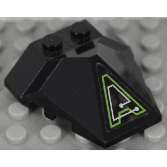 Wedge 4 x 4 Pyramid Center with Lime and Silver Exo-Force Circuitry Pattern Model Right Side (Sticker) - Set 7713