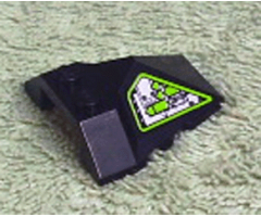 Wedge 4 x 4 Pyramid Center with Lime and Silver Machinery Pattern on Right Side (Sticker) - Set 8104