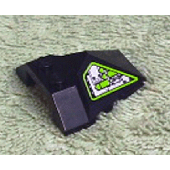 Wedge 4 x 4 Pyramid Center with Lime and Silver Machinery Pattern on Right Side (Sticker) - Set 8104