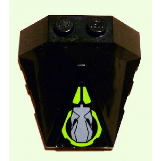 Wedge 4 x 4 Pyramid Center with Lime Circle and Silver Robot Head Pattern (Sticker) - Set 8104