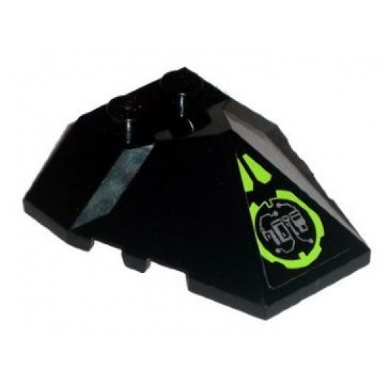Wedge 4 x 4 Pyramid Center with Lime Circle with Silver Circuitry Pattern (Sticker) - Set 8104