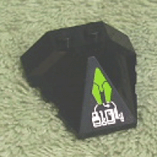 Wedge 4 x 4 Pyramid Center with Lime Diamond and Silver '8104' Circuitry Pattern (Sticker) - Set 8104
