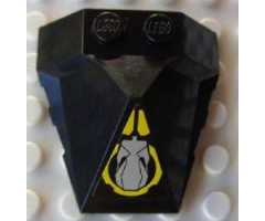 Wedge 4 x 4 Pyramid Center with Yellow Circle and Silver Robot Head Facing Back Pattern (Sticker) - Set 8105