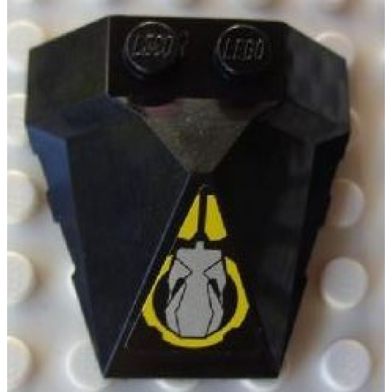 Wedge 4 x 4 Pyramid Center with Yellow Circle and Silver Robot Head Facing Back Pattern (Sticker) - Set 8105