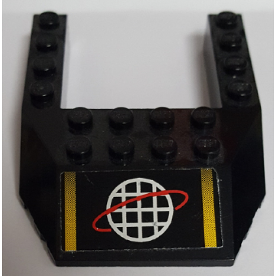 Wedge 6 x 8 Cutout with Alpha Team White Grid with Red Ring Logo and Two Yellow Stripes Pattern (Sticker) - Sets 6774 / 6775