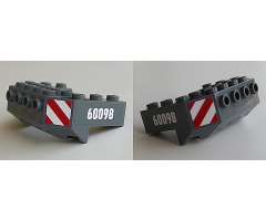 Train Front Sloping Base with 4 Studs with '60098' and Red and White Danger Stripes Pattern on Both Sides (Stickers) - Set 60098