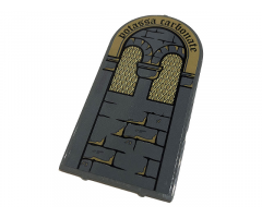 Glass for Door Frame 1 x 6 x 7 Rounded Pillars with Top Arch and Notches with Brick Wall, Lattice Windows and Black 'potassa carbonate' Pattern (Sticker) - Set 76383