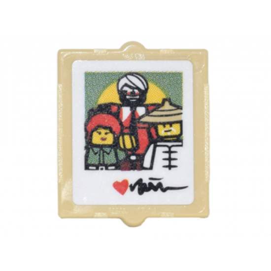 Glass for Window 1 x 2 x 2 with Photo with Garmadon, Misako, Sensei Wu, Red Heart and Signature Pattern (Sticker) - Set 70620