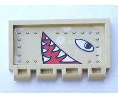 Hinge Train Gate 2 x 4 with Eyes and Open Mouth with Pointed Teeth Facing Right Pattern (Sticker) - Sets 2879 / 5909 / 5948