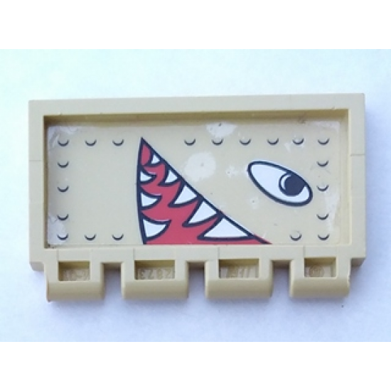 Hinge Train Gate 2 x 4 with Eyes and Open Mouth with Pointed Teeth Facing Right Pattern (Sticker) - Sets 2879 / 5909 / 5948