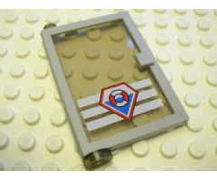 Door 1 x 4 x 5 Left with Trans-Black Glass and Coast Guard Pattern (Sticker) - Set 7047