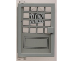 Door 1 x 4 x 5 Left with Trans-Clear Glass and Open Sign & 16 Small Panes Pattern (Sticker) - Set 6765