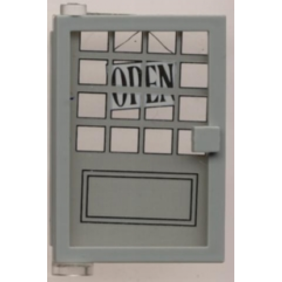 Door 1 x 4 x 5 Left with Trans-Clear Glass and Open Sign & 16 Small Panes Pattern (Sticker) - Set 6765