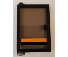 Door 1 x 4 x 5 Left with Trans-Black Glass and Black and Orange Stripe Pattern (Sticker) - Set 8135