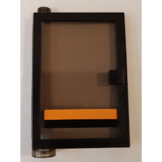Door 1 x 4 x 5 Left with Trans-Black Glass and Black and Orange Stripe Pattern (Sticker) - Set 8135