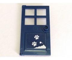 Door 1 x 4 x 6 with 4 Panes and Stud Handle with Snow and White Paw Prints Pattern (Sticker) - Set 41323