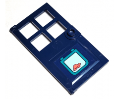 Door 1 x 4 x 6 with 4 Panes and Stud Handle with Coral Turtle on Pet Door Pattern (Sticker) - Set 41380