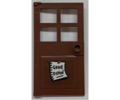 Door 1 x 4 x 6 with 4 Panes and Stud Handle with 'GONE FISHIN'' Pattern (Sticker) - Set 21310