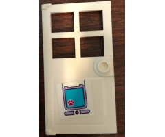 Door 1 x 4 x 6 with 4 Panes and Stud Handle with Paw Print on Pet Door Pattern (Sticker) - Set 41314