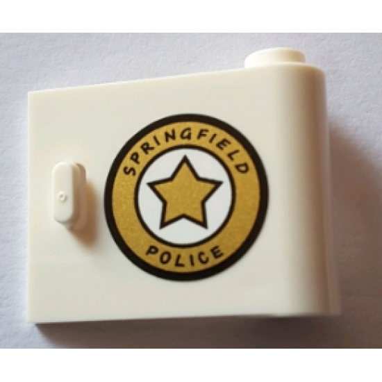 Door 1 x 3 x 2 Right - Open Between Top and Bottom Hinge with 'SPRINGFIELD POLICE' Pattern (Sticker) - Set 71016