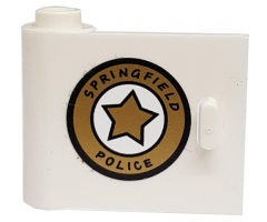 Door 1 x 3 x 2 Left - Open Between Top and Bottom Hinge with 'SPRINGFIELD POLICE' Pattern (Sticker) - Set 71016