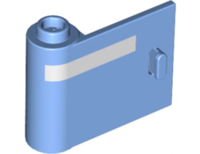 Door 1 x 3 x 2 Left - Open Between Top and Bottom Hinge with Horizontal White Line Pattern