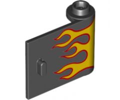 Door 1 x 3 x 2 Right - Open Between Top and Bottom Hinge with Red and Yellow Flames Pattern