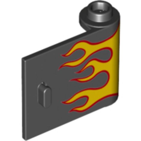 Door 1 x 3 x 2 Right - Open Between Top and Bottom Hinge with Red and Yellow Flames Pattern