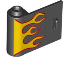 Door 1 x 3 x 2 Left - Open Between Top and Bottom Hinge with Red and Yellow Flames Pattern