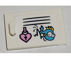 Container, Cupboard 2 x 3 x 2 Door with Bright Pink Heart Lock and Medium Azure Fish Pattern (Sticker) - Set 41374