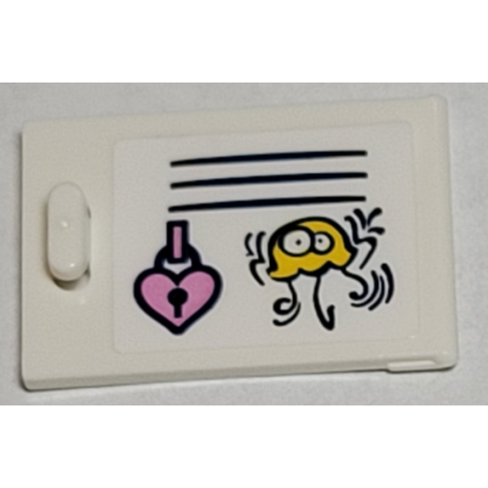 Container, Cupboard 2 x 3 x 2 Door with Bright Pink Heart Lock and Yellow Jellyfish Pattern (Sticker) - Set 41374
