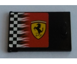 Container Cupboard 2 x 3 x 2 Door with Checkered Flag and Ferrari Logo Pattern Left (Sticker) - Sets 8144 / 8185