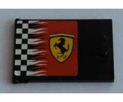 Container Cupboard 2 x 3 x 2 Door with Checkered Flag and Ferrari Logo Pattern Left (Sticker) - Sets 8144 / 8185