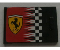 Container Cupboard 2 x 3 x 2 Door with Checkered Flag and Ferrari Logo Pattern Left (Sticker) - Sets 8654 / 8672