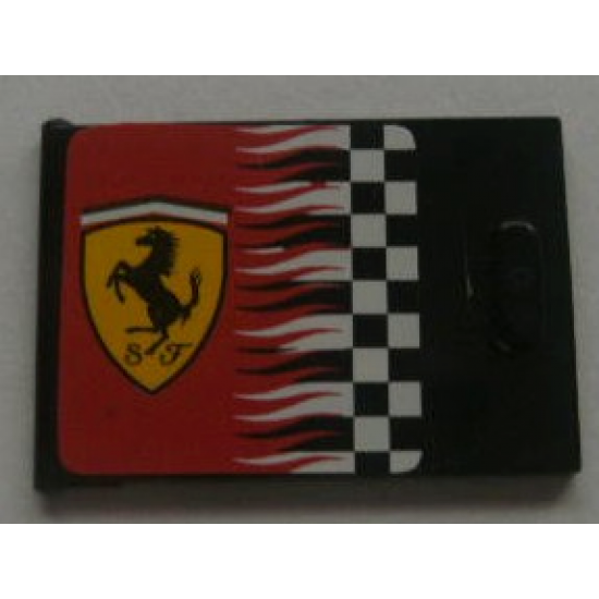 Container Cupboard 2 x 3 x 2 Door with Checkered Flag and Ferrari Logo Pattern Left (Sticker) - Sets 8654 / 8672