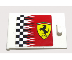 Container Cupboard 2 x 3 x 2 Door with Checkered Flag and Ferrari Logo Pattern Left (Sticker) - Sets 8144 / 8185
