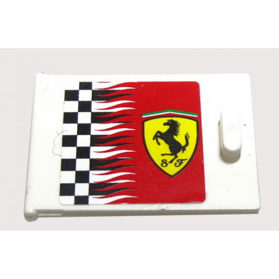 Container Cupboard 2 x 3 x 2 Door with Checkered Flag and Ferrari Logo Pattern Left (Sticker) - Sets 8144 / 8185