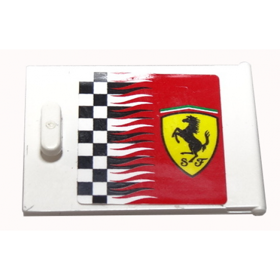 Container Cupboard 2 x 3 x 2 Door with Checkered Flag and Ferrari Logo Pattern Right (Sticker) - Sets 8185 / 8654 / 8672