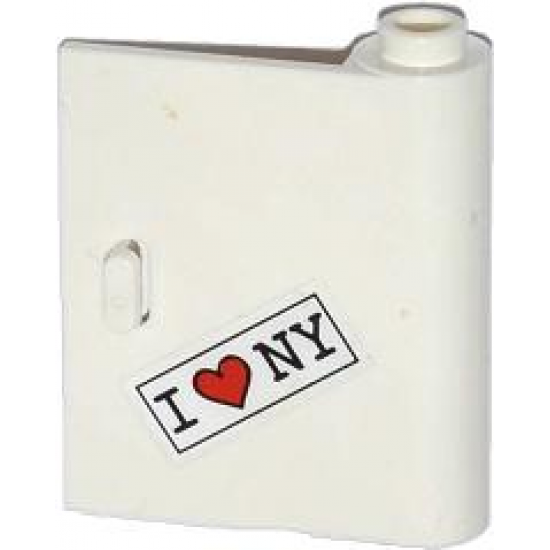 Door 1 x 3 x 3 Right - Open Between Top and Bottom Hinge with 'I' Heart 'NY' Pattern (Sticker) - Set 79104