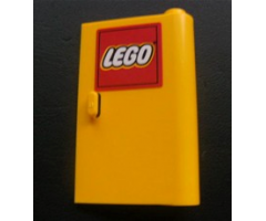 Door 1 x 3 x 4 Right - Open Between Top and Bottom Hinge with Lego Logo Pattern (Sticker) - Set 3221