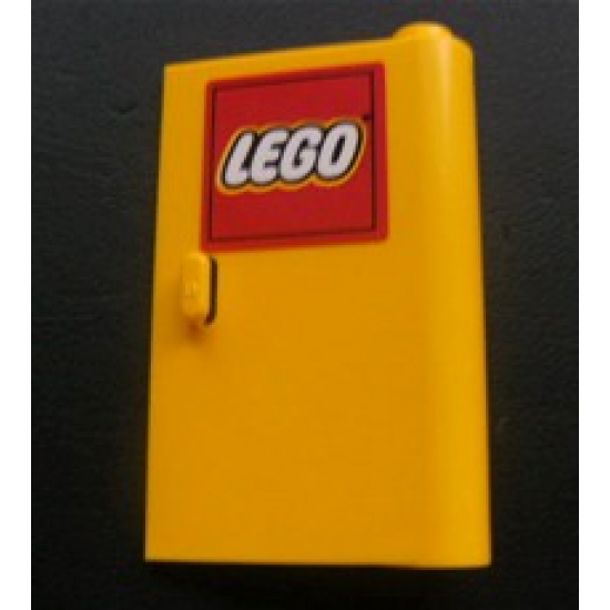 Door 1 x 3 x 4 Right - Open Between Top and Bottom Hinge with Lego Logo Pattern (Sticker) - Set 3221